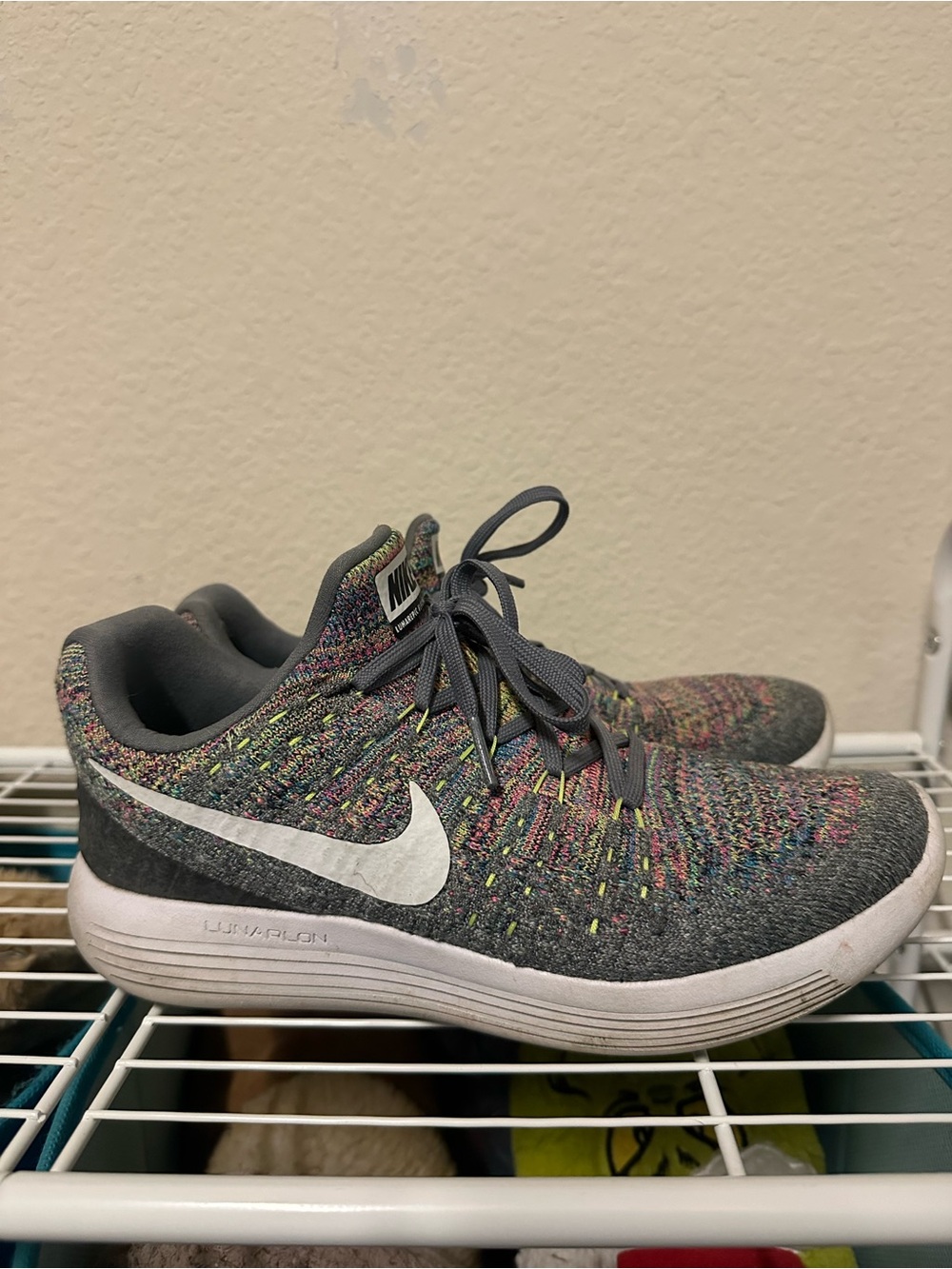 Nike Multicolor Flyknit Trainers with Gray Upper and White Swoosh